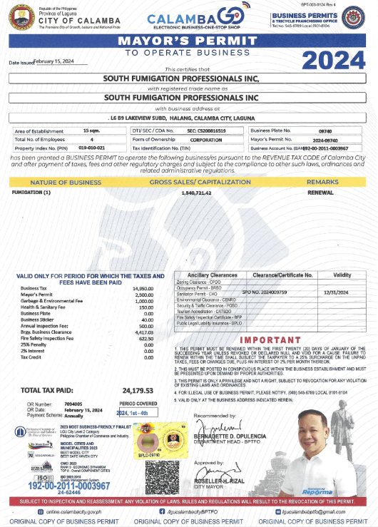 SFPI certificate document