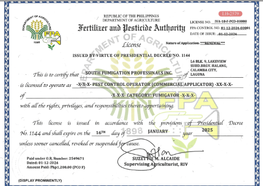 SFPI certificate document